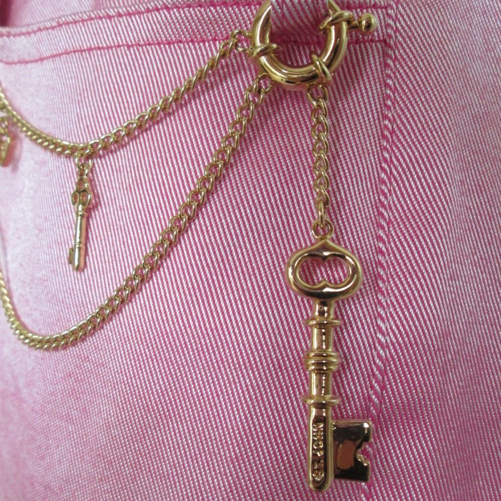 St John Marie Gray Pink Pants Gold Chain/Charms 12